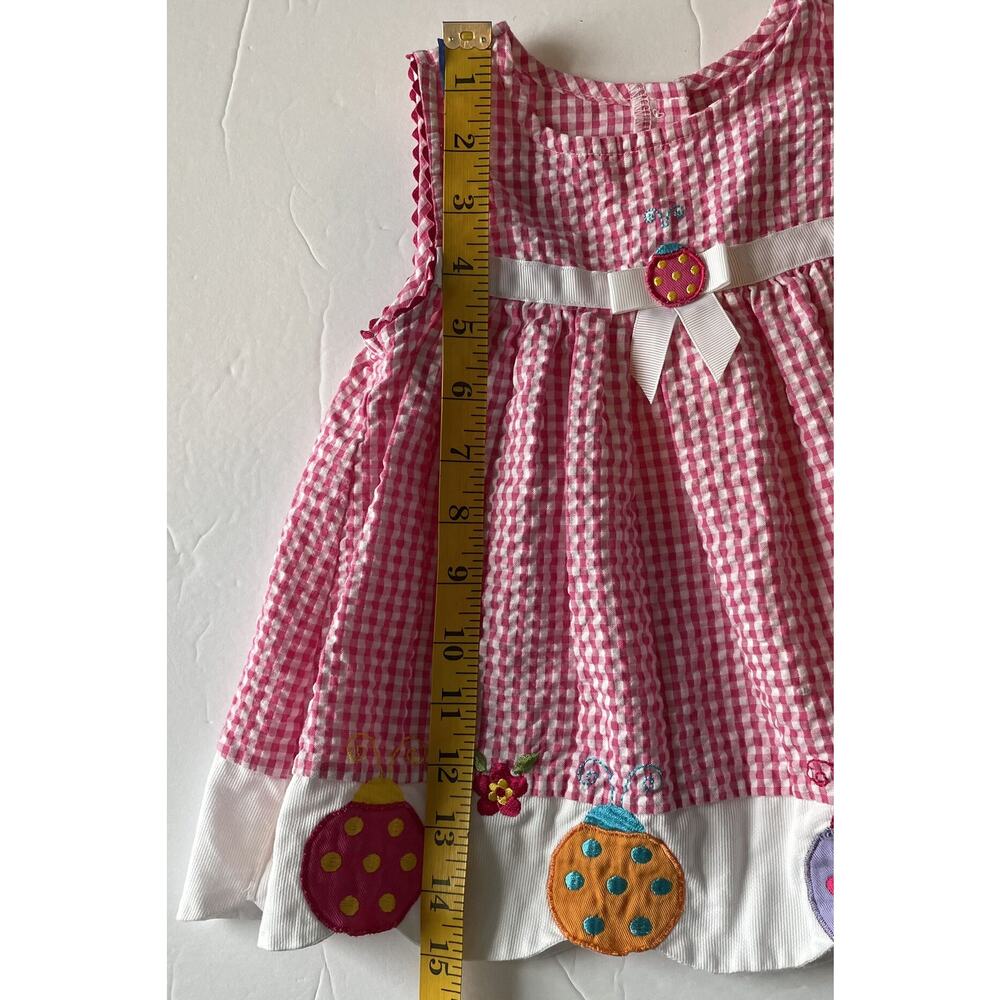 Youngland Seersucker Gingham Ladybug dress and bubble bottoms Size 12M - Picture 9 of 10